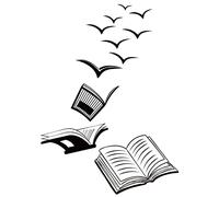 SUPERDANT Pegatinas pared decorativas de Libros con Pájaros Pegatinas de Pared de PVC Divertidas Calcomanías Artísticas de Pared Calcomanías de Vinilo para Pared Letras Inspiradoras Citas 36x36cm