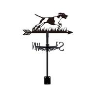 SUPERDANT Perro de pelo corto veleta para techo cachorro corriendo veleta de metal animal indicador de dirección del viento negro para granja jardín cobertizo decoración