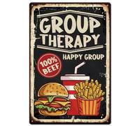 Superdant - Placa de metal vintage para terapia de grupo, para hamburguesas fritas, Coca, placa decorativa de metal retro divertido de restauración rápida, arte de firmar feliz grupo, placa de pared