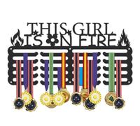 SUPERDANT Portamedallas con texto en alemán "This Girl is On Fire Inspirador Montado en la Pared de Hierro para correr, gimnasia, tenis y otros premios deportivos, para presentación, 40 x 20 cm