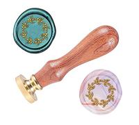 SUPERDANT Sello de Cera de 25 mm con Diseño de Corona de Olivo Sellos de Cera con Mango de Madera Extraíble Sello de Latón Vintage para Invitaciones de Boda Sobres Paquetes de Vino