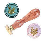 SUPERDANT sello lacre Sello de Cera de 25 mm con Diseño de Eucalipto Sellos de Cera con Mango de Madera Extraíble Sello de Latón Vintage para Invitaciones de Boda Sobres Paquetes de Vino