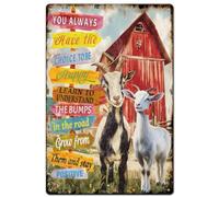 SUPERDANT Señal de tráfico de estaño con diseño de cabra cartel Letrero de Metal vintage cita inspiradora decoración Cartel de Chapa de pared para cocina comedor