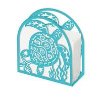 SUPERDANT Servilletero con diseño de tortuga marina para mesas servilletero de metal azul soporte de papel de seda dispensador de servilletas independiente para cocina café comedor 15x15cm