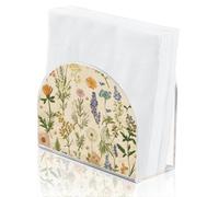 SUPERDANT Servilletero de mesa de acrílico diseño de flores silvestres estilo retro organizador de servilletas para cócteles soporte para toallas de papel de seda acrílico Accesorios para Casa