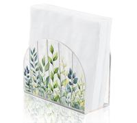 SUPERDANT Servilletero de mesa hoja de eucalipto verde organizador de pañuelos de acrílico soporte de cóctel de papel de grano de madera Accesorios para Casa Restaurante Bar Café