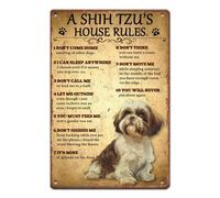 SUPERDANT Shih Tzu - Letrero de metal con reglas de Shih Tzu, estilo vintage, retro, decoración de pared de aluminio, bonito perro, pintura de hierro, decoración de jardín, regalo para amantes de los