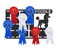 SUPERDANT Soporte para medallas de caniche, roseta, exposición, roseta, medallas, cinta de premio personalizada, estante de metal negro, montaje en pared, nuevo regalo para entrenador de perros