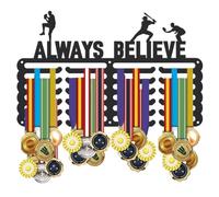 SUPERDANT Soporte para medallas de softbol, soporte para medallas deportivas, 6 Filas,soporte de pared Always Believe Iron Medals gancho para colgar 24 ganchos para atletas jugador