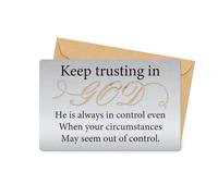 SUPERDANT Tarjeta de inserción de Cartera Keep Trusting In God Wallet Insert Steel Cards Hollow out Christian Gifts Cumpleaños Acción de Gracias Navidad Tarjeta de Regalo de San Valentín