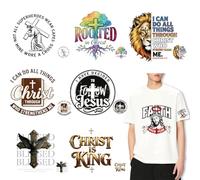 SUPERDANT Temas de fe cristiana imágenes para planchar camisetas sudaderas | 16 unidades, 2 tamaños prácticos (hasta 20 x 20 cm), precortados, fáciles de planchar, duraderos, coloridos versículos de la