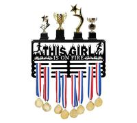 SUPERDANT This Girl Is On Fire Trofeo Y Estante de Exhibición de Medallas Soporte para Colgar Medallas Que Muestra 4 de Medallas de para Mujeres Atletas Almacenamiento de Premios