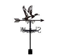 SUPERDANT Veleta con diseño de pato real, veleta de metal para animales, veletas de viento, color negro, banderas decorativas para granja, cobertizo, jardín, césped, techo