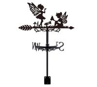 SUPERDANT Veleta de hadas para prado, hongos, mariposa, metal, veletas negras, indicadores de dirección del viento para jardín, cobertizos, granja, patio