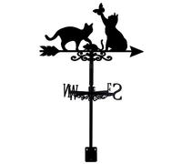 SUPERDANT Veleta de Jardín Hierro Forjado con Gatos y Mariposa, Decoración Animal, Metal, Tamaño 35.8x26.9 cm