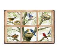 SUPERDANT Ventana Árbol Metal Signos Colibrí Cartel de estaño nido de pájaro Placa de pared Divertido Póster de Hierro Arte para Hombres Cueva Salón Salón Salón Vintage Decoración Regalo de