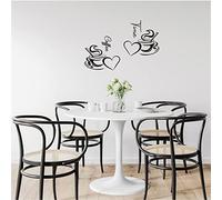 SUPERDANT vinilos de pared decorativos pegatinas de paredde Café vinilos decorativos de PVC para Pared Taza de Café Vinilo Calcomanía de Pared Patrón de Corazón Mural de Pared Decoración de Pared DIY