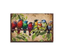 SUPERDANT Vintage Colorido Pájaros Metal Estaño Signo Pájaros En Rama Pared Arte Estaño Pintura Placa Cartel Moda Antigua Aluminio Letrero Decoración