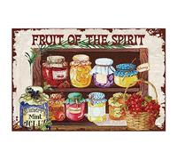 SUPERDANT Vintage Conservas de Frutas Almacenamiento Metal Cartel de Chapa "Fruit Of The Spirit" Vintage Divertido Arte de la Pared Pintura Placa de Metal Retro Dormitorio Decoración