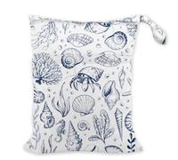 Superdente bolsa impermeable natación playa piscina bolsa organizador viaje reutilizable con gran capacidad, Patrón azul de concha, Patrón de concha