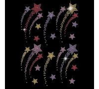 Superdente estrella fugaz con pedrería termoadhesiva, parche termoadhesivo, para camiseta, transferencia térmica, pegatinas, parche de cristal para ropa, pedrería, 21 x 29,7 cm