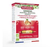 SUPERDIET - GINSENG JALEA REAL BIO - DEFENSAS DE LA INMUNIDAD - Fabricado en Francia - 20 Ampollas de 15ml