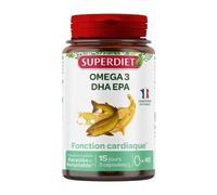 SUPERDIET OMEGA 3 DHA EPA - Función cardíaca - Nutriterapia - Envasado en Francia - 45 cápsulas