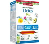 SUPERDIET - PROTOCOLO DETOX BIO - Detox del organismo - Aliado del hígado y riñones - Fabricado en Francia - 20 Ampollas de 15ml