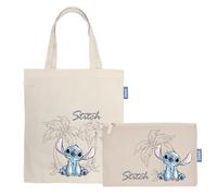 Superdiver Set Bolsa Shopping y Neceser Stitch - Licencia Oficial Disney - Algodón y Poliéster - Ideal para Uso Diario o Regalo - Bolsa 37x41 cm y Neceser 22,5x16 cm