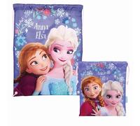 Superdiver Set de bolsa mochila de cuerdas y bolsa de merienda Frozen Elsa y Anna Licencia Oficial Disney - Ideal para colegio y guarderia - Accesorio moda niña - Poliester - Azul - 44x33 y 26x21cm