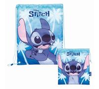 Superdiver Set de bolsa mochila de cuerdas y bolsa de merienda Stitch Licencia Oficial Disney - Ideal para colegio y guardería - Accesorio moda niño y niña - 100% Poliéster - Azul - 44x33 y 26x21 cm