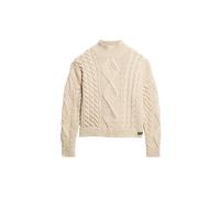 Superdry Aran Cable Knit Polo Jumper W6110547A Ecru Talla 14
