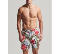 Superdry Bañador de hombre con logotipo Vintage Logo y estampado hawaiano. Blanco 4/L