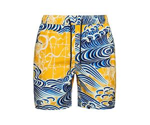 Superdry Bañador Hawaiano Vintage para Hombre, Nimi Jam - Estampado Azul y Amarillo, S
