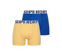 Superdry Boxer Dual Logo Double Pack, Mazarine/Nautical Yellow, S 2 para Hombre