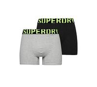 Superdry Calzoncillos Tipo bóxer para Hombre con Doble Logotipo (2 Unidades), Gris y Gris flúor, S