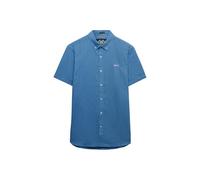 Superdry Camisa de algodón y lino de manga corta para hombre, Azul Yonder, L