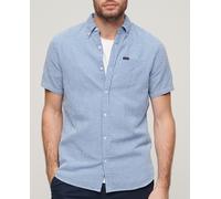 Superdry Camisa de hombre de manga corta seersucker. Azul 2XL