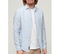 Superdry Camisa de hombre de manga larga de lino Studios. Azul 2XL