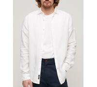 Superdry Camisa de hombre de manga larga de lino Studios. Blanco 2XL