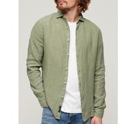 Superdry Camisa de hombre de manga larga de lino Studios. Verde 2XL