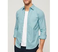 Superdry Camisa de hombre en algodón orgánico de manga larga sobreteñida. Azul 2XL