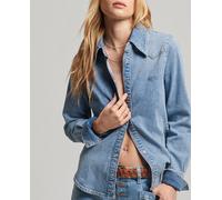 Superdry Camisa vaquera de mujer de algodón orgánico y estilo tejano Vintage. Azul 34 (8)