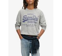 Superdry Camiseta clásica gráfica de manga larga. Gris L (50)