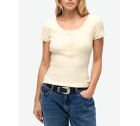 Superdry Camiseta de manga corta con cuello abotonado Essential. Crema 34