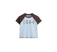 Superdry Camiseta de manga raglán para mujer, Nebulosa Azul/Chocolate Oscuro, 44