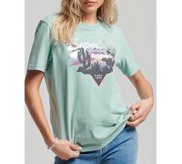 Superdry Camiseta de mujer con logotipo Vintage Narrative. Verde 32 (6)