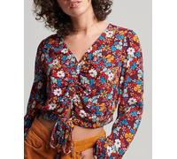 Superdry Camiseta de mujer con nudo delantero Vintage. Azul 40/14