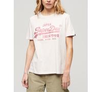 Superdry Camiseta de mujer corte relajado con logotipo metalizado. Rosa 38/12