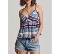 Superdry Camiseta de mujer de tirantes escalonada con logotipo Vintage Logo. Azul 36/10